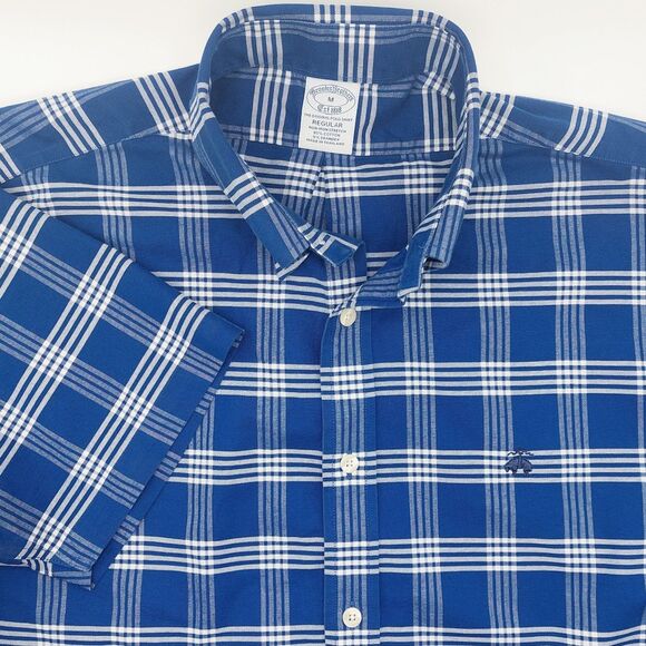Brooks Brothers Other - Brooks Brothers Stretch Cotton Oxford Short Sleeve Shirt Men's Medium Blue Check